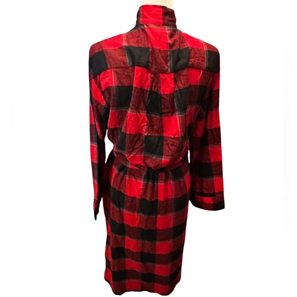 STARS ABOVE Perfectly Cozy Buffalo Check Flannel Robe in Red‎ Size M/L NEW NWT